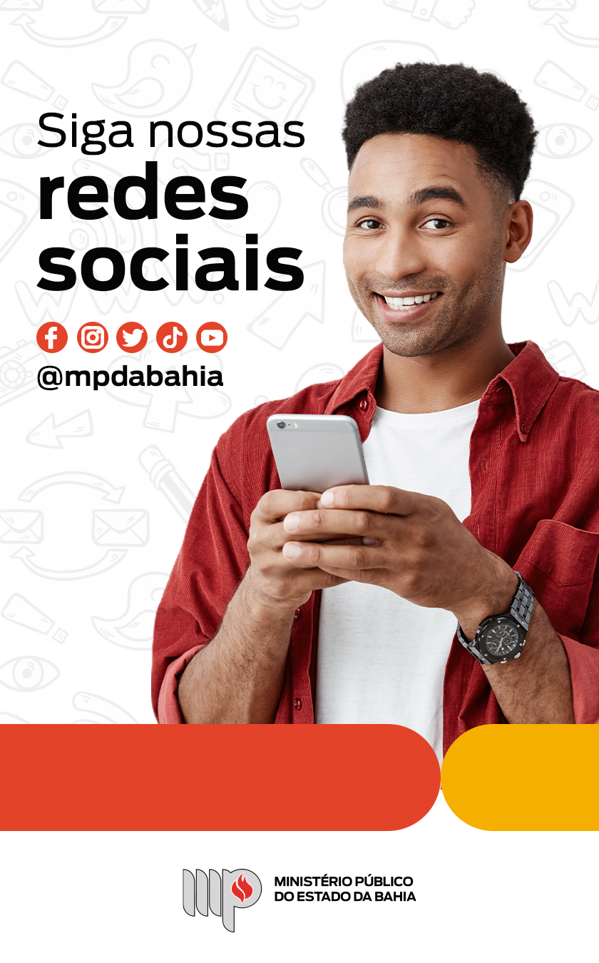 Imagem: Homem negro com celular na mão

Texto:

Siga nossas redes sociais

@mpdabahia

Assina MPBA